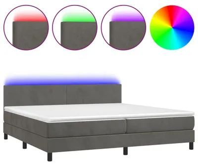 Obrázek produktu pro vidaXL Postel Boxspring s matrací a LED diodami Dark Grey 200x200 cm Velvet