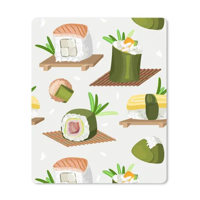 Produktbild von MuchoWow® Mauspad Mousepad Sushi - Muster - Lebensmittel 19x23 cm - Mousepads - Maus Mat - Pad - Mausunterlage - Mauspads - Spielen