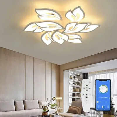 Immagine prodotto di Plafoniera LED dimmerabile, lampada da soffitto 70W-140W Lampada da soggiorno a LED con telecomando APP cambio colore - lampada da soggiorno moderna plafoniera risparmio energetico illuminazione da soffitto dimmerabile lampada da camera da letto