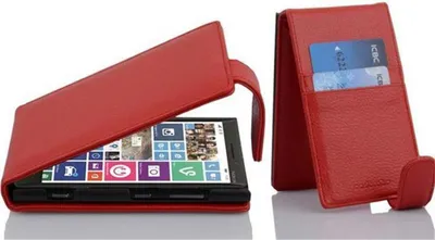 Produktbild von Cadorabo Schutzhülle für Nokia Lumia 929 / 930 Hülle in Rot Flip Etui Handyhülle Case Cover Kunstleder