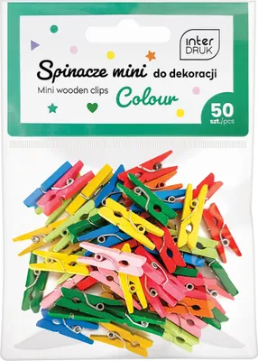 Obrázok produktu pre Interdruk mini drevené klipy farebné 50ks