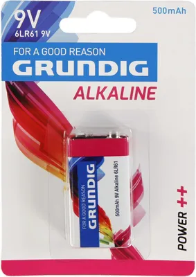 Image de Pile bloc GRUNDIG alcaline 1,5V type 6LR61 blister de 1