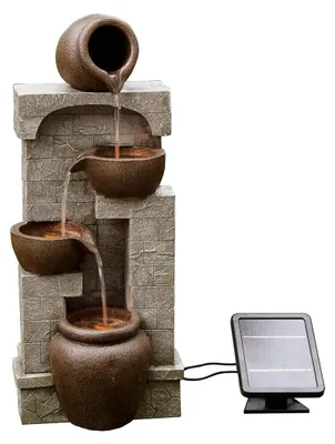 Immagine prodotto di Fontana da giardino a energia solare - Cascata - Illuminazione LED - 7,5 l - Pompa