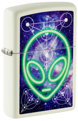 Produktbild von Zippo Feuerzeug mit leuchtendem Alien-Design, Glow in the Dark, windfest, Metall
