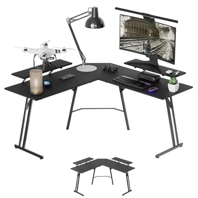 Productafbeelding van L-Vormig Gaming Bureau Met Monitorstandaard en Ergonomisch Ontwerp
