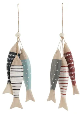 Obrázek produktu pro Závěsná dekorace Home ESPRIT Modrá červená Barevné ryby 5 x 2 x 20 cm (2 ks)
