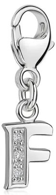 Produktbild von MATERIA by Matthias Wagner Buchstabe F Charms Anhänger Alphabet Silber 925 mit 3 Zirkonia C56