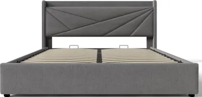 Image de OKWISH Lit coffre 160 x 200 cm – USB + Type-C – Gris