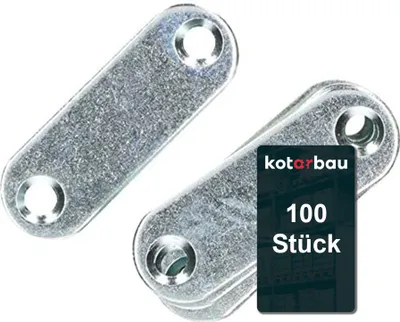 Obrázok produktu pre KOTARBAU® Sada 100 perforovaných plechov 42 x 14,5 mm strieborný pozinkovaný Plochý držiak Drevený držiak Vnútorná - vonkajšia strana Perforovaný plech Oceľový držiak Oceľový držiak Plechy