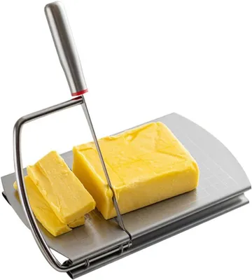 Produktbild von Käse Schneider, Edelstahl Draht, Anti-Rutsch, Schnittmaß 21x13 cm, für Käse, Gemüse, Butter, Wurst, Brot