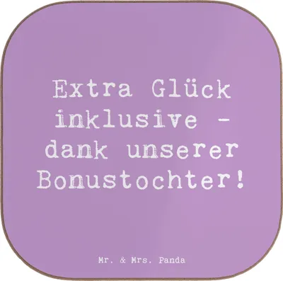 Produktbild von Mr. & Mrs. Panda Untersetzer für Gläser Spruch Bonustochter Glück - Lavendeltraum - Geschenk, Stieftochter, unterleger, Familie, Verwandte, gläseruntersetzer, Liebe