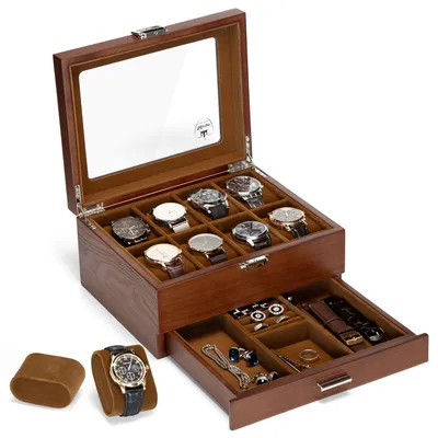 Produktbild von Omgoods – Uhrenvitrine – Elegante Holzkassette mit 8 Fächern