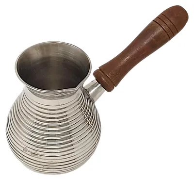 Cezve Kaffeekanne 300 ml Messing vernickelt Holzgriff