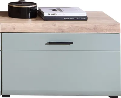 Produktbild von Lowboard >Kathlin< 1 Schublade, schilfgrün / Eiche Nachbildung - 80x51x47 (BxHxT)