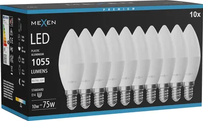 Obrázek produktu pro Mexen Nova 10x LED žárovka E14, C37, 10W, Neutrální - 4000K, 1055 lm - L102-E14-1040-01x10