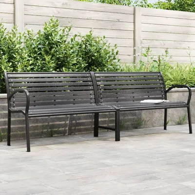 Produktbild von Möbel Doppel-Gartenbank Schwarz 231 cm Stahl und WPC - Gartenbänke 366538