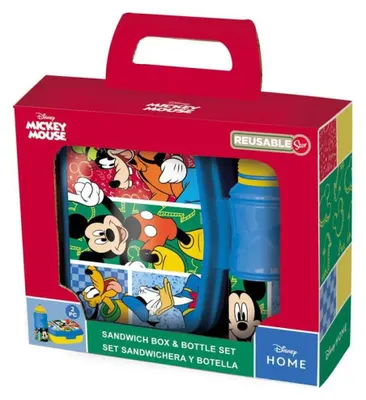 Immagine prodotto di Set di 2 biberon per bambini Disney Minnie Mouse (380 ml) e cestino per il pranzo