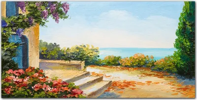Produktbild von Coloray - Bild aus Glas - Glasbilder - 100 x 50 cm - Gehärtetes Glas Glasblock mit Bild Wohnzimmer Küche Dekoration Wanddekoration -  Seewolken Blumen