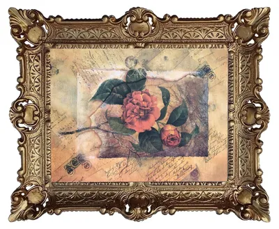 Image de Elzusha - Impression artistique vintage "Rozen" avec cadre orné, dimensions 56x46 cm