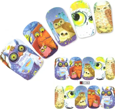 Produktbild von Tattoo Nail Art Eule Uhu Aufkleber Nagel Sticker