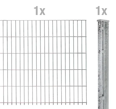 Immagine prodotto di Alberts 644604 Recinzione a doppia rete metallica come set completo, zincata a caldo, altezza 183 cm, lunghezza 2,5 m