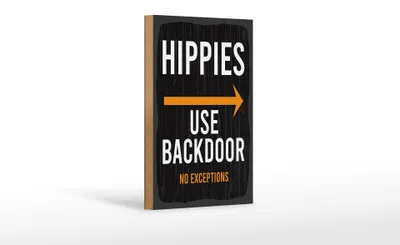 Produktbild von Holzschild Eingang Hinweis Hippies Use Backdoor 12x18cm