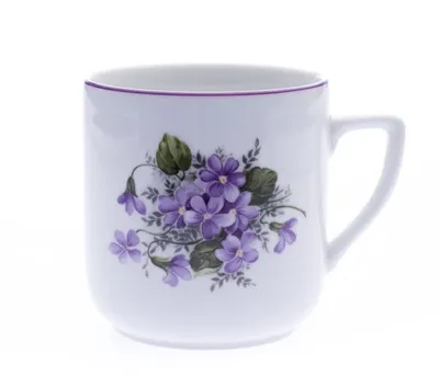 Obrázok produktu pre Český porcelán, a.s., Dubí Hrnček Trojka, 300 ml, Český porcelán, Dubí, fialky