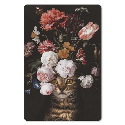 Produktbild von MuchoWow® Mauspad Mousepad Stillleben mit Blumen - Jan Davidsz de Heem - Katze 18x27 cm - Mousepads - Maus Mat - Pad - Mausunterlage