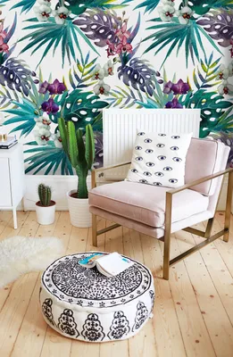Produktbild von Coloray Fototapete 360x250 cm An Einer Wand Latex Latextapete - Orchidee Hibiskusblätter