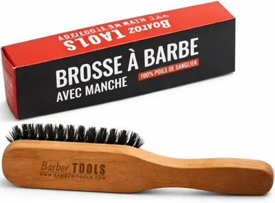 Imagen del producto de Cepillo para barba y bigote, 100% cerdas de cerda, 18,5 x 3,5 x 2,8 cm, para el cuidado de la barba