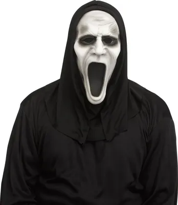 Produktbild von Silent Screamer Maske Schreiendes Gesicht mit Kapuze Schwarz/Weiß