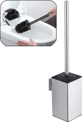 Obrázok produktu pre Nástenný držiak na WC kefu z nehrdzavejúcej ocele 304, štvorcový, strieborný