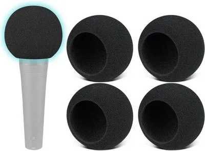 Produktbild von Popfilter für Mikrofone - Windschutzscheibe für Aufnahmen und Streaming - Schützt vor Plosivklängen - 4-teilig - Schwarz
