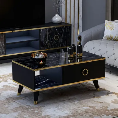 Produktbild von HOMIDEA Sophia Couchtisch Wohnzimmertisch Beistelltisch Modernes Design (Schwarz)