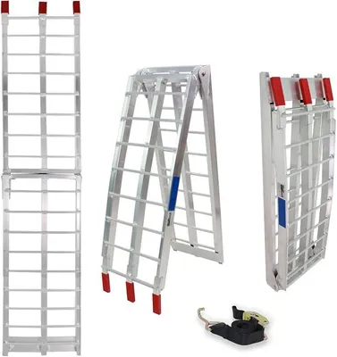 Image de 1 x Rampe de chargement pliante, 180 cm, capacité de charge 340 kg, aluminium gris, surface antidérapante