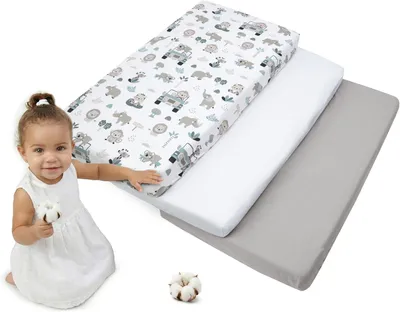 Produktbild von Spannbettlaken Babybett 60x120 cm, 3er Set, 100% Baumwolle, für Kinderbett
