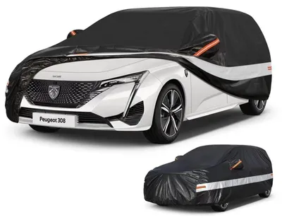 Image de Housse de protection pour voiture, 10 couches, imperméable, pour Peugeot 308 (2007-2025), couleur noire