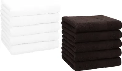Produktbild von Betz 10 Stück Seiftücher 30x30 cm PREMIUM 100% Baumwolle  Farbe: weiß und dunkelbraun
