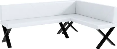 Produktbild von MEBLINI Eckbank für Esszimmer - Küchenbank - Essecke - Sitzecke Küche - ERIC - X-Beine 142x196x87cm Rechts - Weiß Kunstleder