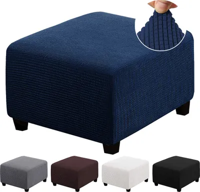 Immagine prodotto di Copri pouf elasticizzato copri poggiapiedi copri sgabello, blu, L