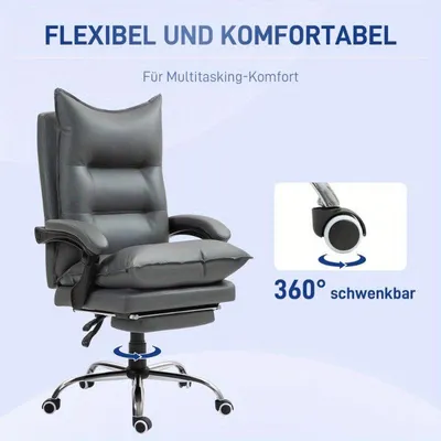 Immagine prodotto di Sedia da ufficio ergonomica - Schienale e poggiapiedi regolabili - Grigio scuro