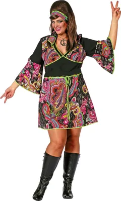 Produktbild von Kostüm Hippie Lady schwarz inkl. Stirnband, Größe:52