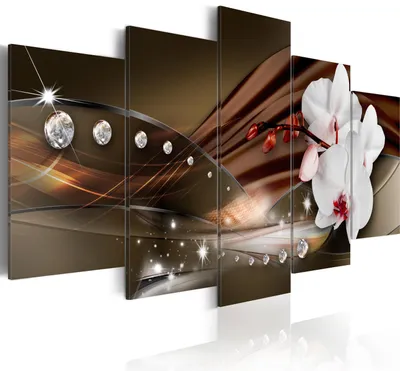 Produktbild von Leinwandbilder 200x100 cm b-A-0097-b-n Vlies Leinwandbild 5 tlg Kunstdruck modern Wandbilder XXL Wanddekoration Design Wand Bild ABSTRAKT BLUMEN ORCHIDEE