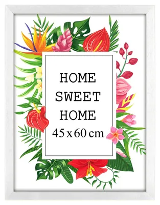 Obrázok produktu pre Rám na obrázky MG Design, biela, 45 x 60 cm – vyrobený z prírodného dreva s akrylátovým sklom, určený na zavesenie aj na postavenie, vhodný na fotografie, plagáty a puzzle