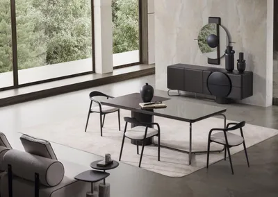 Produktbild von Schwarzes Esszimmer Set aus Holz modern mit Spiegel, Sideboard