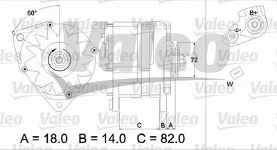 Image de Alternateur 14 V 90 A Ø 72 mm VALEO pour, entre autres, AUDI COUPE