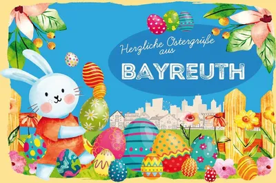 Produktbild von vianmo Holzschild 12x18 cm Ostergrüße BAYREUTH