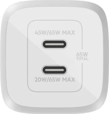 Produktbild von Belkin BoostCharge Pro GaN - Netzteil - PPS- und GaN-Technologie - 65 Watt - Fast Charge, PD 3.0 - 2 Ausgabeanschlussstellen (2 x USB-C)