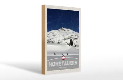 Produktbild von Holzschild Reise 20x30cm Hohe Tauern Skitour wandern Schnee