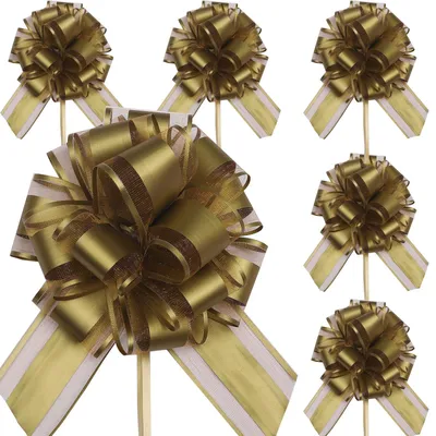 6 goldene Zugschleifen, 17,8 cm, für Geschenkverpackungen